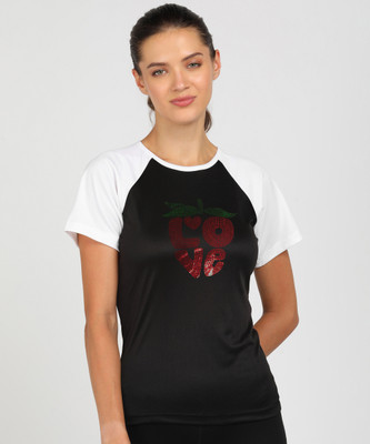 SHASHVI Printed Women Round Neck Black, White T-Shirt