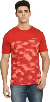 playR Printed Men Round Neck Red T-Shirt
