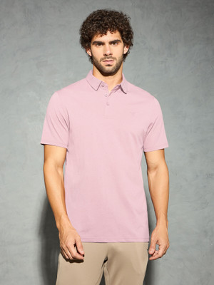 TECHNOSPORT Solid Men Polo Neck Purple T-Shirt