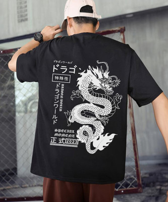 Manlino Typography Men Round Neck Black T-Shirt