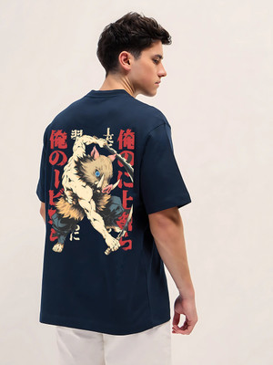 MEGAKART Graphic Print Men Round Neck Navy Blue T-Shirt