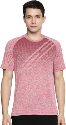 ALCIS Self Design Men Round Neck Red T-Shirt