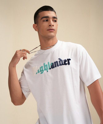 HIGHLANDER Printed Men Round Neck White T-Shirt