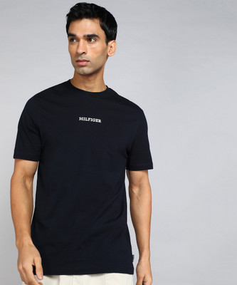 TOMMY HILFIGER Solid Men Crew Neck Navy Blue T-Shirt