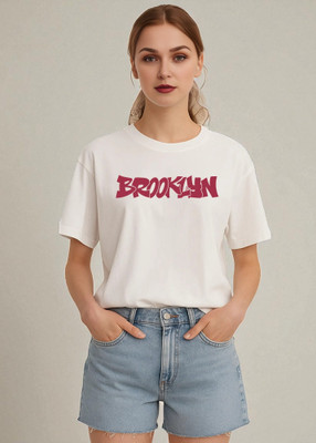 Elvia Printed Women Round Neck White T-Shirt