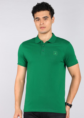 United Colors of Benetton Solid Men Polo Neck Green T-Shirt