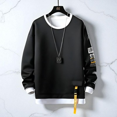 FASHIUM Printed Men Round Neck Black T-Shirt