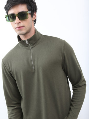 KETCH Solid Men High Neck Green T-Shirt