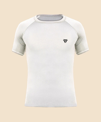 Kyk Self Design Men Round Neck White T-Shirt