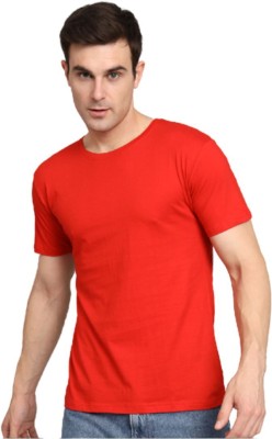 STHULAS Solid Men Round Neck Red T-Shirt