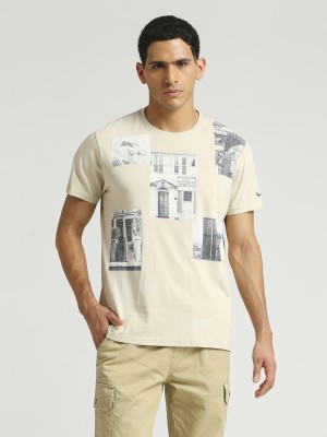 Pepe Jeans Printed Men Round Neck Beige T-Shirt