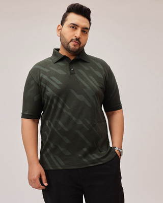 UNSTD Printed Men Polo Neck Dark Green T-Shirt