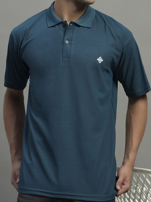 BLISS BOYS Solid Men Polo Neck Dark Blue T-Shirt