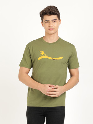 LEE Graphic Print Men Crew Neck Green T-Shirt