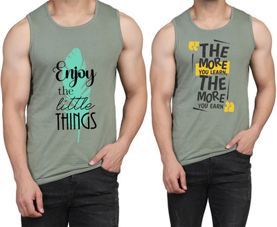 WOOSTRO Printed Men Scoop Neck Light Green T-Shirt