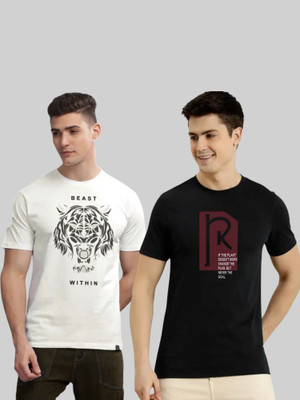 Quirky Trails Graphic Print Men Round Neck Multicolor T-Shirt