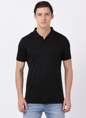 JOCKEY Solid Men Polo Neck Black T-Shirt