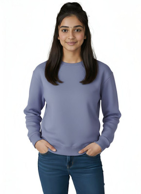 HOC Solid Women Round Neck Purple T-Shirt