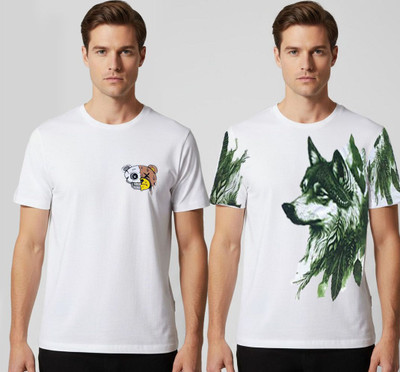 danzo Printed Men Round Neck White T-Shirt