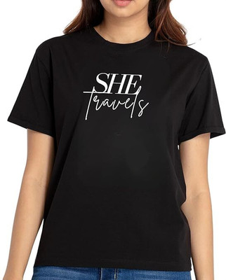 PD CLORI Graphic Print Women Round Neck Black T-Shirt