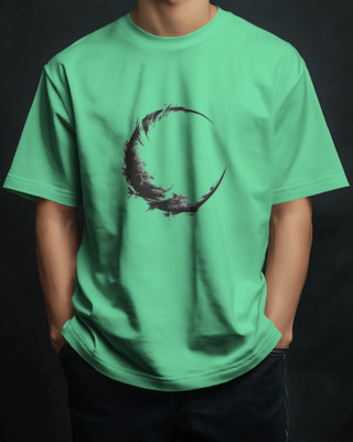 silver moon clothing Printed Men Round Neck Light Green T-Shirt