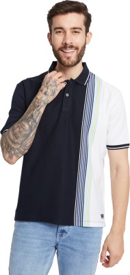 Octave Colorblock Men Polo Neck Blue T-Shirt