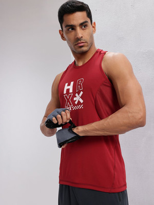 HRX by Hrithik Roshan Printed Men Round Neck Maroon T-Shirt