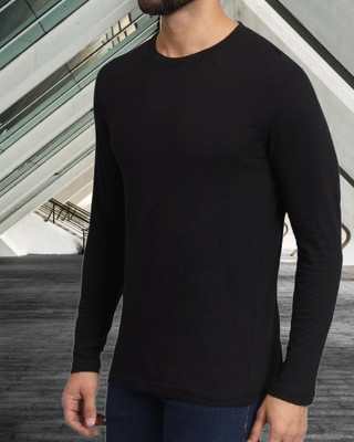 OXRYZER Solid Men Round Neck Black T-Shirt