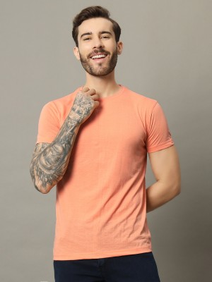 METRONAUT Solid Men Round Neck Pink T-Shirt