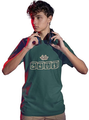 Carbonyte Printed Men Round Neck Green T-Shirt