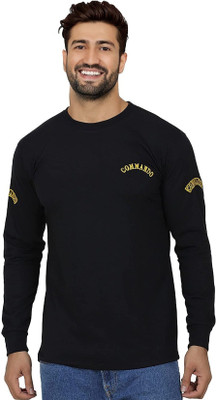 MAARCOSZ Printed Men Round Neck Black T-Shirt