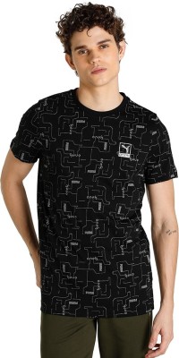 PUMA Printed Men Round Neck Black T-Shirt