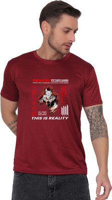 UPTRADE Graphic Print Men Round Neck Maroon T-Shirt