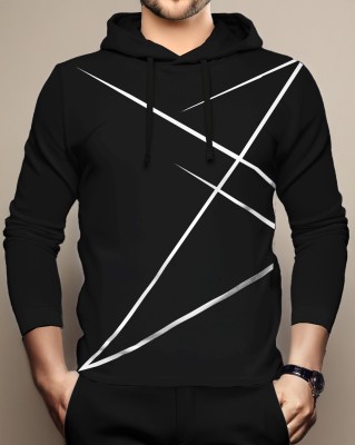 BLIVE Printed Men Hooded Neck Black T-Shirt