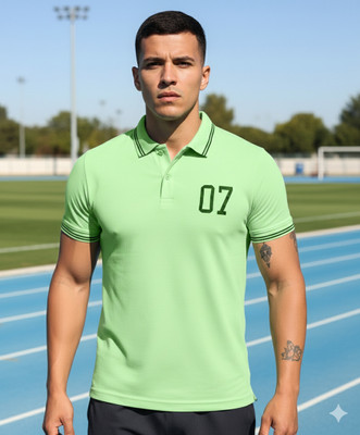 METRONAUT Solid Men Polo Neck Light Green T-Shirt