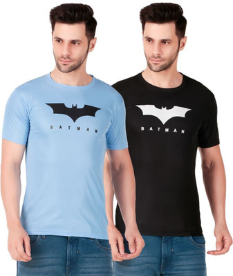 PUREHYPE Printed Men Round Neck Light Blue, Black T-Shirt