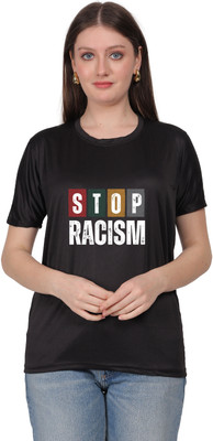 Ganpati Enterprise Typography Women Round Neck Black T-Shirt