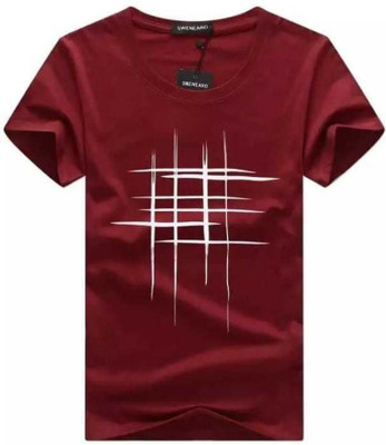ATTITUDE START OF FASHION Printed Women Round Neck Maroon T-Shirt