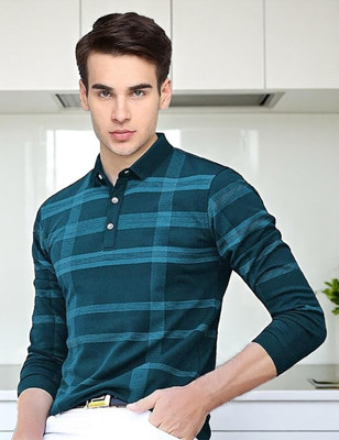 Autna Printed Men Polo Neck Green T-Shirt
