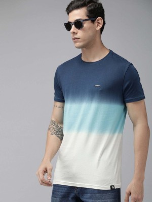 THE BEAR HOUSE Tie & Dye Men Round Neck Blue T-Shirt