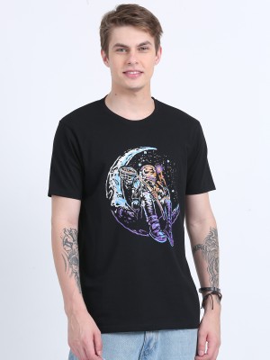 DENVERSE Printed Men Round Neck Black T-Shirt