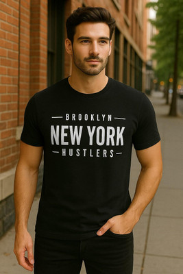 DRIFTH Printed Men Round Neck Black T-Shirt