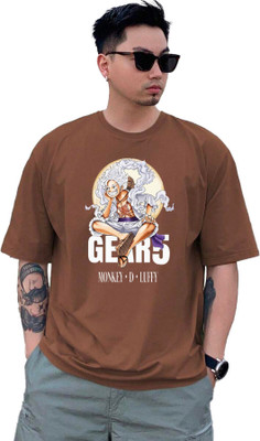 BELTLY Graphic Print, Printed Men Round Neck Brown T-Shirt