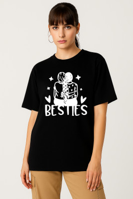 Be Crazy Typography Women Round Neck Black T-Shirt