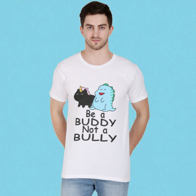 Faricon Trend Solid Men Round Neck White T-Shirt