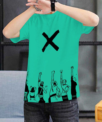 Doomee Printed Men Round Neck Light Blue T-Shirt