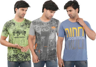 SHAUN Checkered Men Round Neck Multicolor T-Shirt