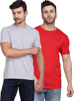 SLOWLORIS Solid Men Round Neck Multicolor T-Shirt