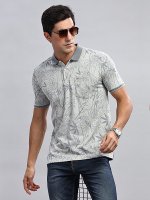 WEXFORD Printed Men Polo Neck Grey T-Shirt