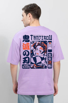 Clickwell Trend Printed, Typography Men Round Neck Purple T-Shirt